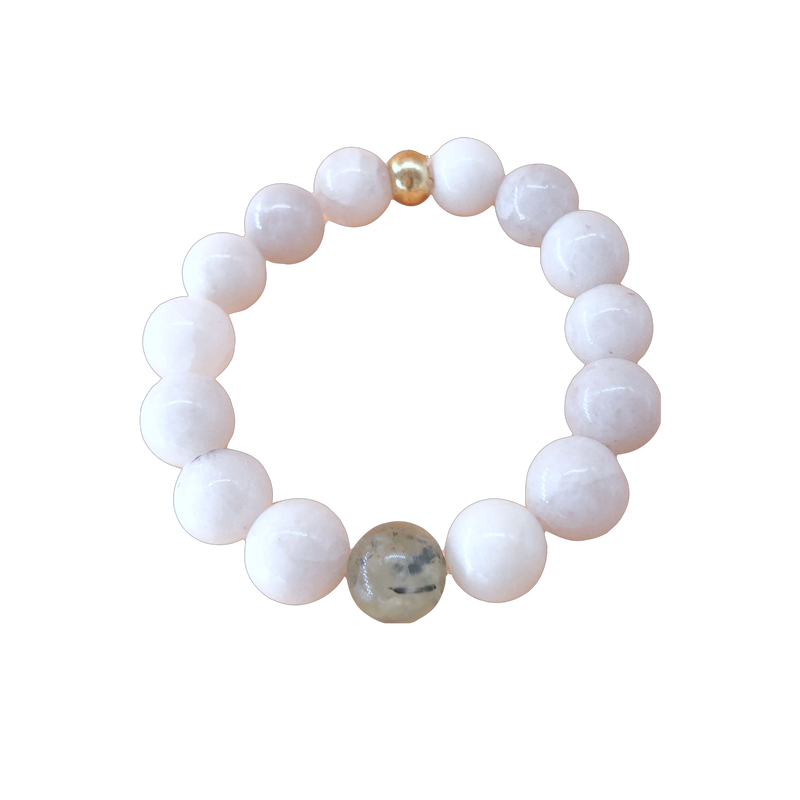 Snow Quartz/Prehnite Gemstone Bracelet