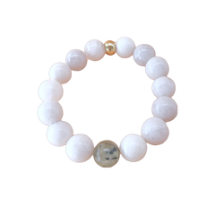 Snow Quartz/Prehnite Gemstone Bracelet