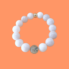 Snow Quartz/Prehnite Gemstone Bracelet