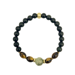 Rainbow Obsidian/Tiger's Eye/Prehite Gemstone Braclet